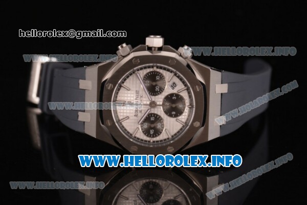 Audemars Piguet Royal Oak QE II CUP 2015 Limited Edition Chrono Swiss Valjoux 7750 Automatic Steel Case with White Dial Stick Markers and Grey Rubber Strap (EF) - Click Image to Close